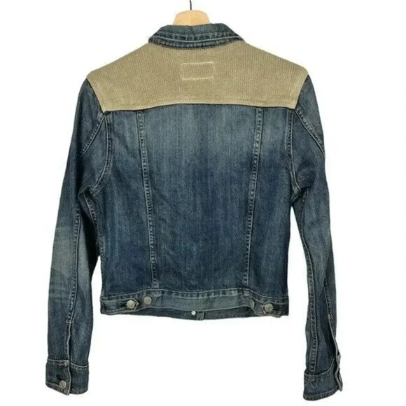 Rag & Bone Dark Wash Knit Shoulder Trucker Denim Jacket XS - Picture 2 of 3